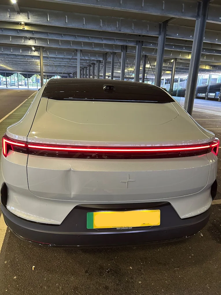 White Polestar rear bodywork in a covered car park